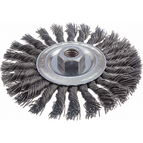 Knot Wire Wheel Brushes - Standard Twist Knot, 6" Dia., 0.023" Fill, 5/8"-11 Arbor, Steel Helyx Safety & Industrial Supplies