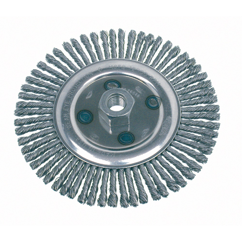 Knot Wire Wheel Brushes - Stringer Bead, 4-7/8" Dia., 0.02" Fill, 5/8"-11 Arbor, Steel Helyx Safety & Industrial Supplies