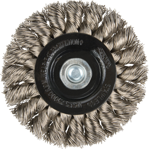 Knot Wire Wheel Brushes - Standard Twist Knot with 1/4" shank, 3" Dia., 0.014" Fill, Stainless Steel Helyx Safety & Industrial Supplies