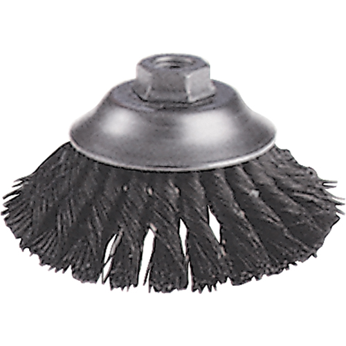 Knot Wire Cup Brushes - Flared Cup Brush, 6" Dia., 0.02" Fill, 5/8"-11 Arbor, Steel Helyx Safety & Industrial Supplies