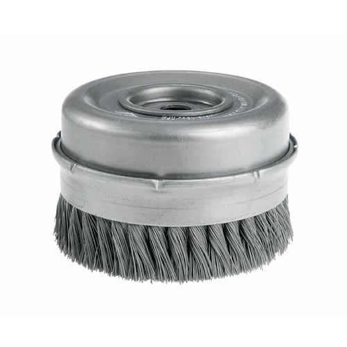 Brosses-boisseau &agrave; fils nou&eacute;s avec bride - Robustes, 4" dia. x 5/8"-11 arbre Helyx Safety & Industrial Supplies