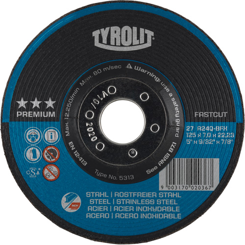 Meule 2-en-1 de premi&egrave;re qualit&eacute;, 7" x 9/32", Arbre 7/8", Type 27 Helyx Safety & Industrial Supplies