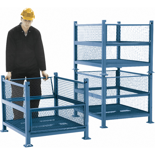 Open Mesh Containers, 2 Drop Gates, 2500 lbs. Capacity, 34.5" W x 40.5" D x 32.25" H Helyx Safety & Industrial Supplies