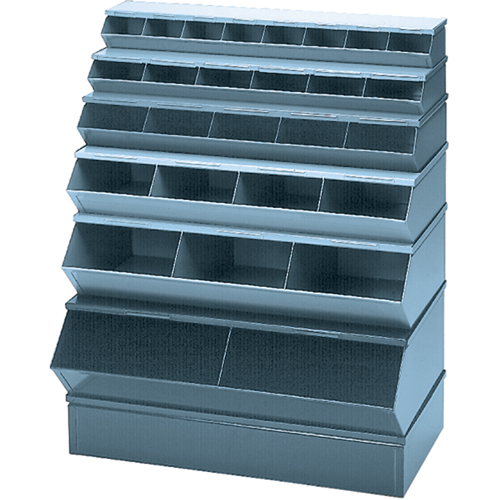 Bacs sectionnels superposables, Cap. 100 lb, 37" la x 18-3/4" p x 7-1/2" h, Bleu Helyx Safety & Industrial Supplies
