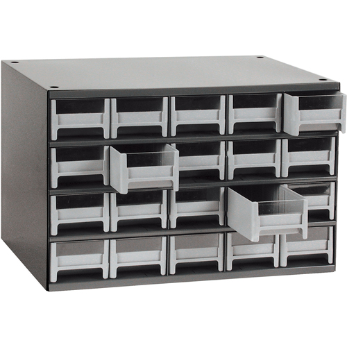 Casiers modulaires pour pi&egrave;ces, Acier, 20 tiroirs, 17" x 10-9/16" x 2-1/16", Gris Helyx Safety & Industrial Supplies