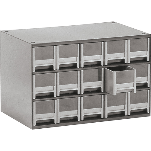 Casiers modulaires pour pi&egrave;ces, Acier, 15 tiroirs, 17" x 10-9/16" x 3-1/16", Gris Helyx Safety & Industrial Supplies
