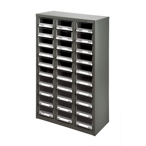 KPC-200 Parts Cabinet, Galvanized Steel, 30 Drawers, 21-3/10" x 10-2/5" x 36-9/10", Grey Helyx Safety & Industrial Supplies