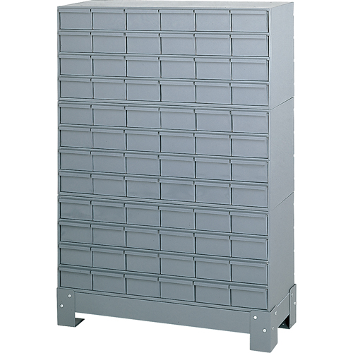 Casiers &agrave; tiroirs industriels avec base, 72 tiroirs, 34-1/8" la x 12-1/4" p x 48-1/8" h, Gris Helyx Safety & Industrial Supplies
