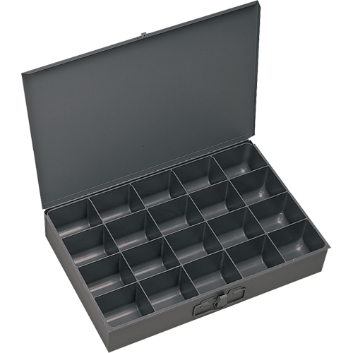 Compartment Scoop Boxes, Steel, 20 Slots, 18" W x 12" D x 3" H, Grey Helyx Safety & Industrial Supplies
