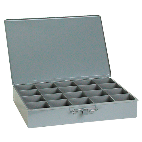 Compartment Scoop Boxes, Steel, 20 Slots, 18" W x 12" D x 3" H, Grey Helyx Safety & Industrial Supplies