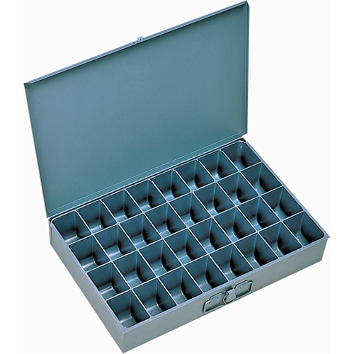 Compartment Scoop Boxes, Steel, 32 Slots, 18" W x 12" D x 3" H, Grey Helyx Safety & Industrial Supplies
