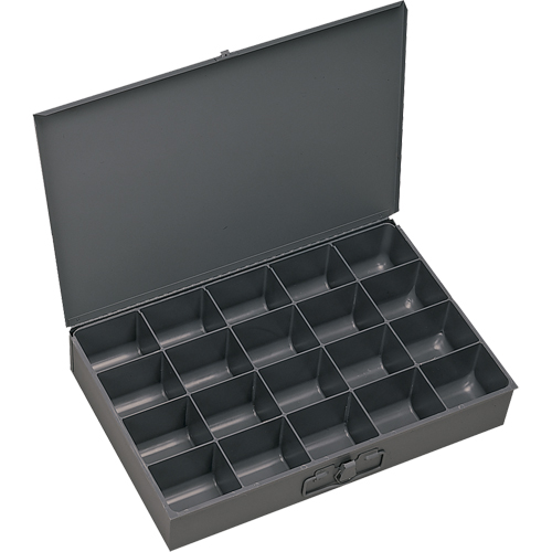 Boîtes &agrave; fond courb&eacute;, Acier, 20 compartiments, 13-3/8" la x 9-1/4" p, 2" h, Gris Helyx Safety & Industrial Supplies