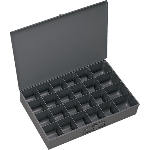 Compartment Scoop Boxes, Steel, 24 Slots, 13-3/8" W x 9-1/4" D x 2" H, Grey Helyx Safety & Industrial Supplies