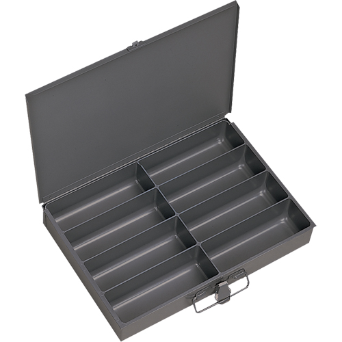 Boîtes &agrave; fond courb&eacute;, Acier, 8 compartiments, 13-3/8" la x 9-1/4" p, 2" h, Gris Helyx Safety & Industrial Supplies