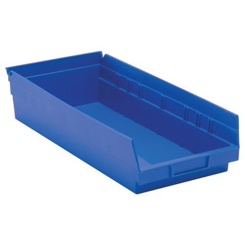 Shelf Bins, 8-3/8" W x 4" H x 17-7/8" D, Blue, 40 lbs. Capacity Helyx Safety & Industrial Supplies