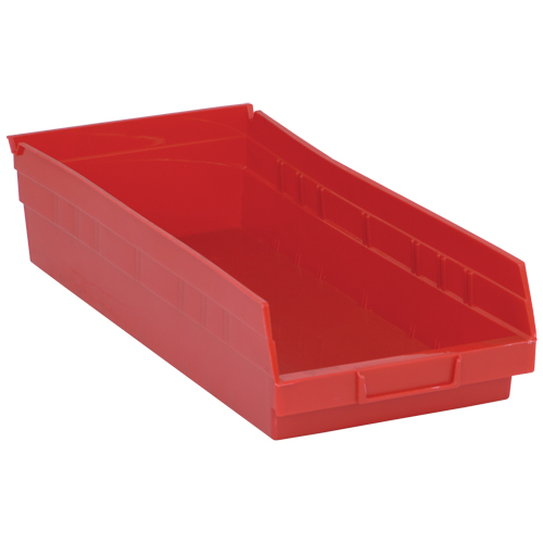 Bacs de rangement pour tablettes, 8-3/8" la x 4" H x 17-7/8" p, Rouge, Capacit&eacute; 40 lb Helyx Safety & Industrial Supplies