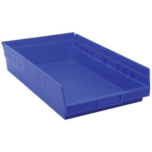 Shelf Bins, 11-1/8" W x 4" H x 17-7/8" D, Blue, 40 lbs. Capacity Helyx Safety & Industrial Supplies