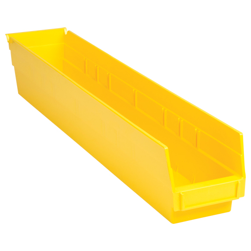 Shelf Bins, 4-1/8" W x 4" H x 23-5/8" D, Yellow, 50 lbs. Capacity Helyx Safety & Industrial Supplies