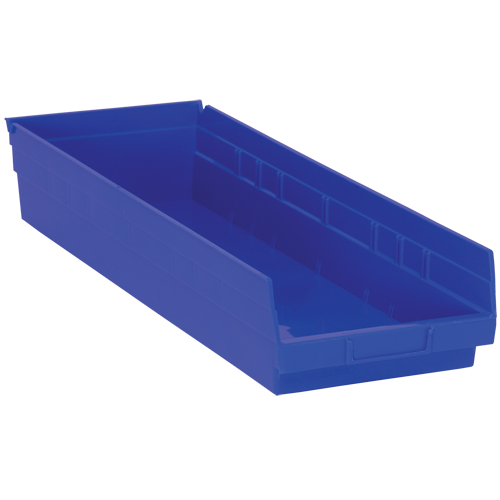 Shelf Bins, 8-3/8" W x 4" H x 23-5/8" D, Blue, 50 lbs. Capacity Helyx Safety & Industrial Supplies
