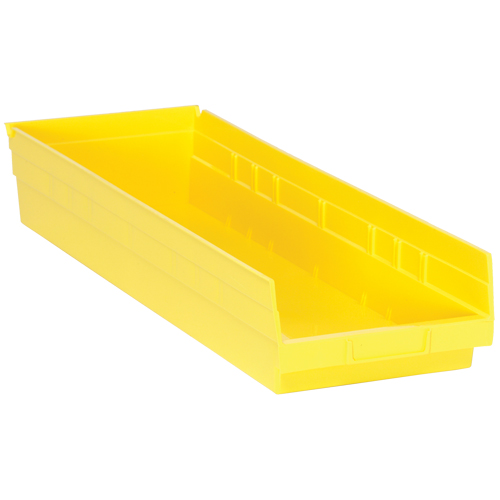Shelf Bins, 8-3/8" W x 4" H x 23-5/8" D, Yellow, 50 lbs. Capacity Helyx Safety & Industrial Supplies
