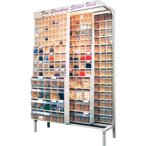 SYST&egrave;ME COULISSANT A/56BACS16"PX74"HX48"LA, 48" la x 18" p x 77" h, 56 bacs Helyx Safety & Industrial Supplies
