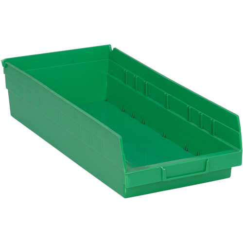 Shelf Bins, 8-1/8" W x 4" H x 17-7/8" D, Green, 40 lbs. Capacity Helyx Safety & Industrial Supplies