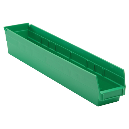 Economy Shelf Bin, 4-1/8" W x 4" H x 23-5/8" D, Green Helyx Safety & Industrial Supplies