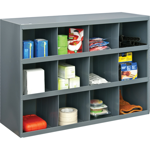 Storage Bin Cabinets, Steel, 12 Drawers, 33-3/4" x 12" x 23-7/8", Grey Helyx Safety & Industrial Supplies
