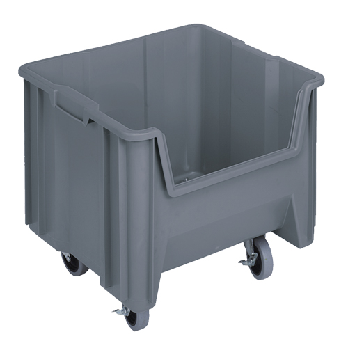 Bac g&eacute;ant mobile empilable, 12-1/2" ha x 16-1/2" la x 17-1/2" p, Capacit&eacute; de 250 lb, Gris Helyx Safety & Industrial Supplies