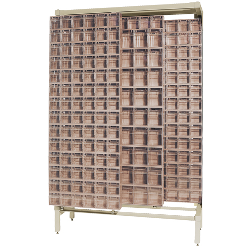 Syst&egrave;me de stockage &agrave; glissi&egrave;re &agrave; bacs basculants autonome, 48" la x 18" p x 77" h, 303 tiroirs Helyx Safety & Industrial Supplies
