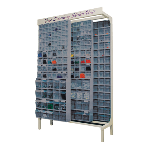 Syst&egrave;me de stockage &agrave; glissi&egrave;re &agrave; bacs basculants autonome, 48" la x 18" p x 77" h, 112 tiroirs Helyx Safety & Industrial Supplies