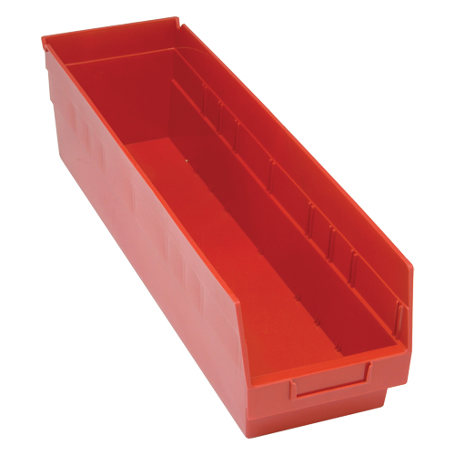 Bacs en plastique pour &eacute;tag&egrave;res Store More, 6-5/8" la x 6" H x 23-5/8" p, Rouge, Capacit&eacute; 90 lb Helyx Safety & Industrial Supplies
