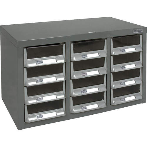 KPC-100 Parts Cabinet, Galvanized Steel, 12 Drawers, 23" x 11-2/5" x 13-4/5", Grey Helyx Safety & Industrial Supplies