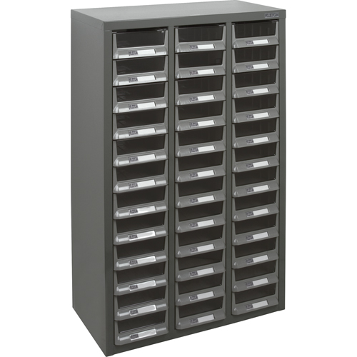KPC-100 Parts Cabinet, Galvanized Steel, 36 Drawers, 23" x 11-2/5" x 36-9/10", Grey Helyx Safety & Industrial Supplies