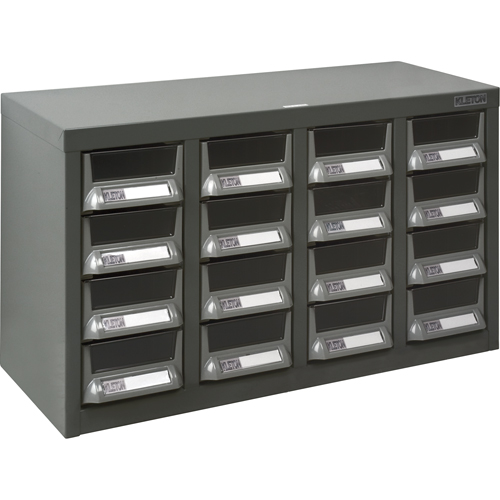 Casiers pour pi&egrave;ces KPC-400, Acier galvanis&eacute;, 16 tiroirs, 23-1/10" x 8-7/10" x 13-4/5", Gris Helyx Safety & Industrial Supplies
