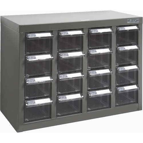 Casiers pour pi&egrave;ces KPC-500, Acier galvanis&eacute;, 16 tiroirs, 18-3/10" x 8-7/10" x 13-4/5", Gris Helyx Safety & Industrial Supplies