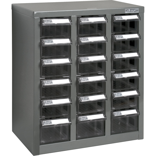 KPC-600 Parts Cabinet, Galvanized Steel, 18 Drawers, 13-9/10" x 8-7/10" x 16-3/10", Grey Helyx Safety & Industrial Supplies