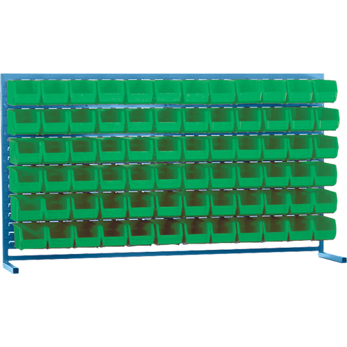 Louvered Rack with Bins, 72 Bins, 72" W x 15" D x 40" H Helyx Safety & Industrial Supplies