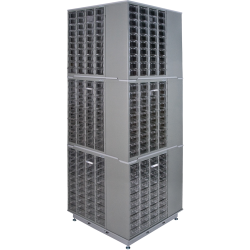 Heavy-Duty Industrial Carousel Drawer Cabinet, Steel, 480 Drawers, 27" W x 27" D x 80" H, Grey Helyx Safety & Industrial Supplies