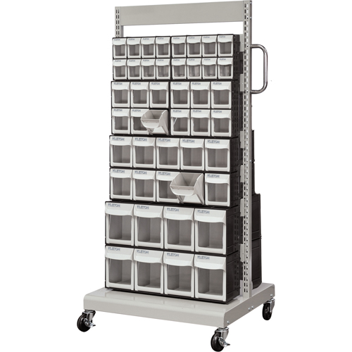 Servante mobile de bacs &agrave; plateaux inclinables, &agrave; deux c&ocirc;t&eacute;s, 92 bacs, 26-1/4" la x 22" p x 57-1/2" h Helyx Safety & Industrial Supplies