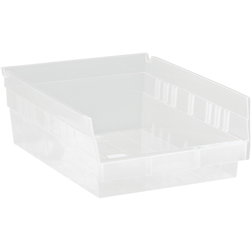 Shelf Bins, 8-3/8" W x 4" H x 11-5/8" D, Clear, 30 lbs. Capacity Helyx Safety & Industrial Supplies