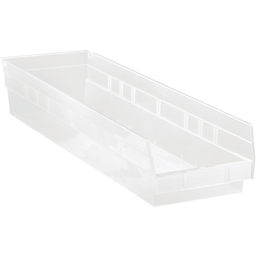 Bacs de rangement pour tablettes, 6-5/8" la x 4" H x 23-5/8" p, Transparent, Capacit&eacute; 50 lb Helyx Safety & Industrial Supplies