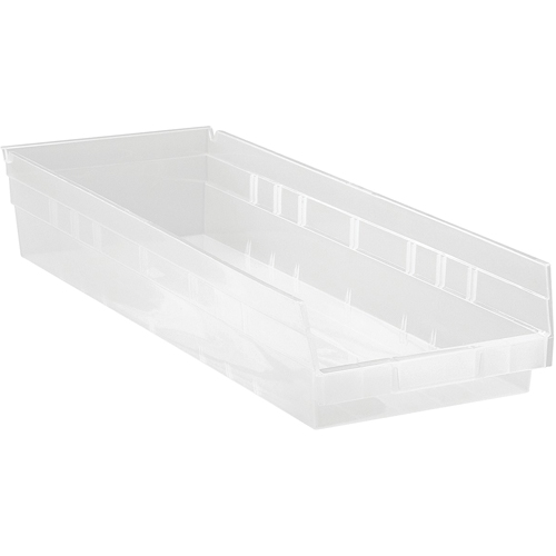 Bacs de rangement pour tablettes, 8-3/8" la x 4" H x 23-5/8" p, Transparent, Capacit&eacute; 50 lb Helyx Safety & Industrial Supplies
