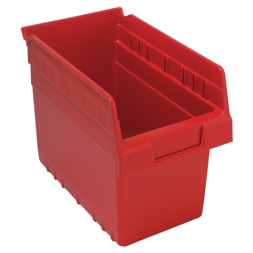 Store-Max Shelf Bins, 6-5/8" W x 8" H x 11-5/8" D, Red, 44 lbs. Capacity Helyx Safety & Industrial Supplies