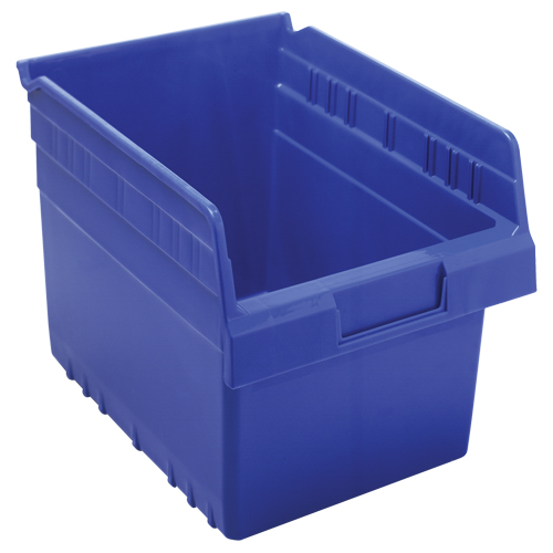 Store-Max Shelf Bins, 8-3/8" W x 8" H x 11-5/8" D, Blue, 44 lbs. Capacity Helyx Safety & Industrial Supplies