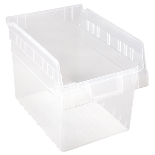 Store-Max Shelf Bins, 8-3/8" W x 8" H x 11-5/8" D, Clear, 44 lbs. Capacity Helyx Safety & Industrial Supplies