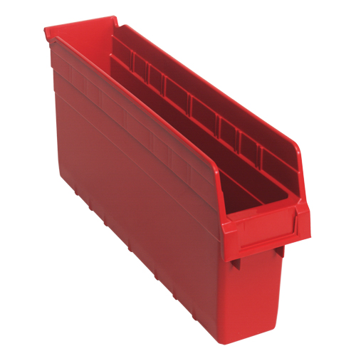 Store-Max Shelf Bins, 4-3/8" W x 8" H x 17-7/8" D, Red, 56 lbs. Capacity Helyx Safety & Industrial Supplies