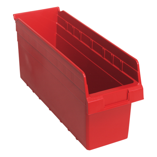 Store-Max Shelf Bins, 6-5/8" W x 8" H x 17-7/8" D, Red, 56 lbs. Capacity Helyx Safety & Industrial Supplies