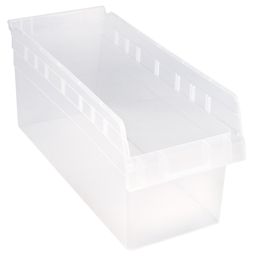 Store-Max Shelf Bins, 8-3/8" W x 8" H x 17-7/8" D, Clear, 56 lbs. Capacity Helyx Safety & Industrial Supplies