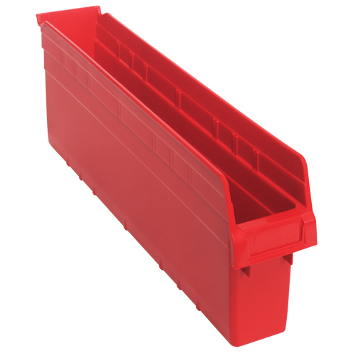 Store-Max Shelf Bins, 4-3/8" W x 8" H x 23-5/8" D, Red, 68 lbs. Capacity Helyx Safety & Industrial Supplies